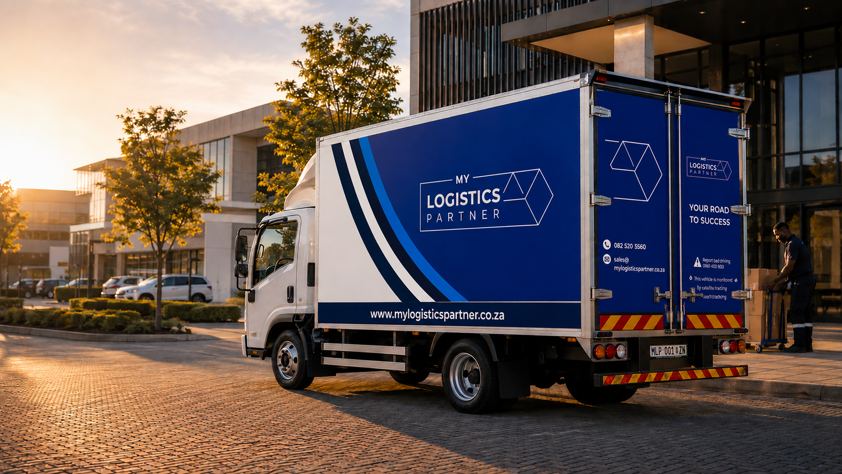 My Logistics Partner delivery van at a client site